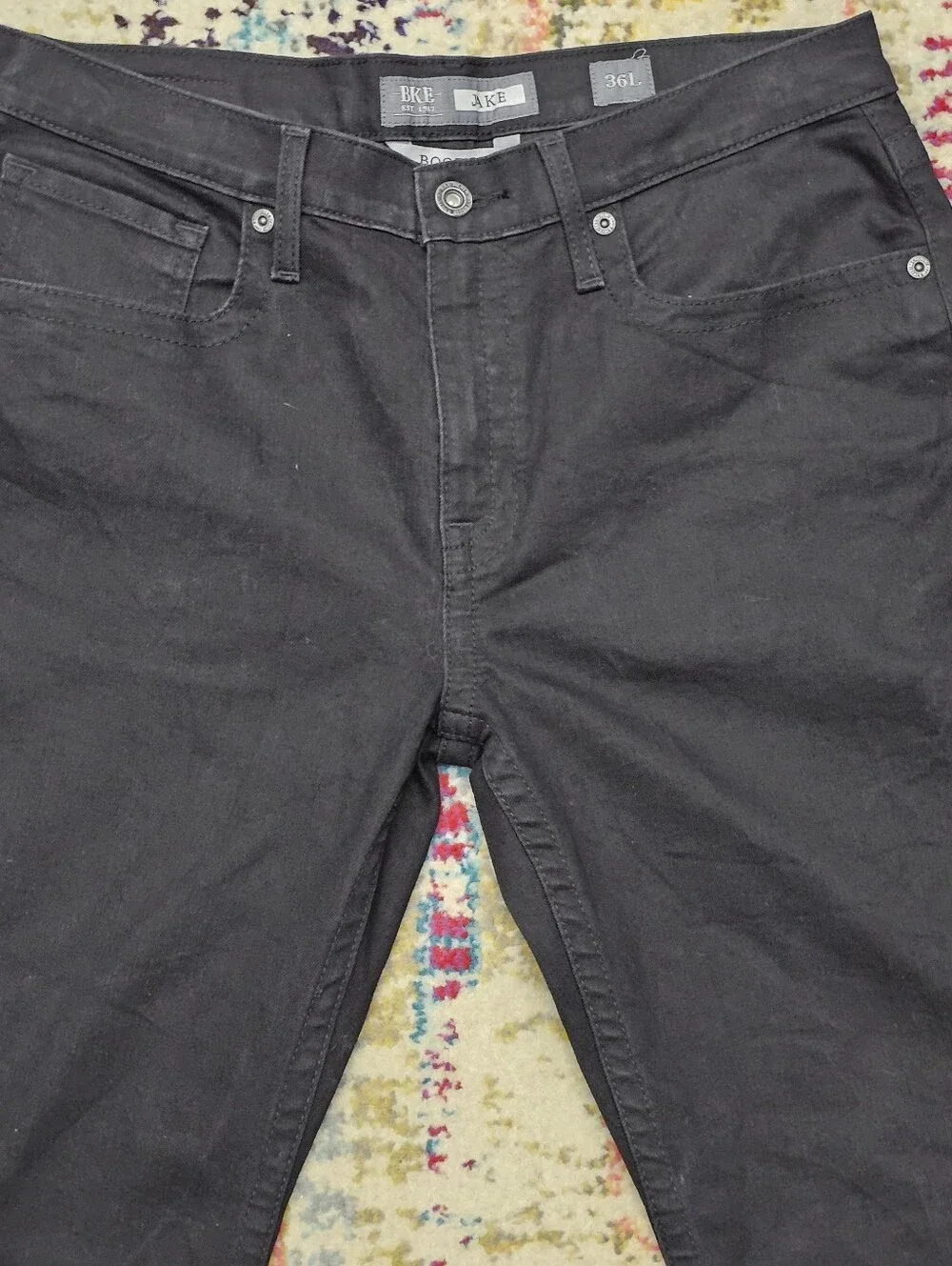 BKE Buckle Jake Men's Bootleg Denim Jeans Size 36L Measures 36 x 34 Black